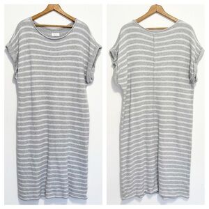 ➕ Lou & Grey White and Gray Stripe Sweater Dress Womens Plus Size XXL